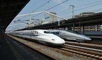 Two types of Shinkansen high-speed trains in Japan