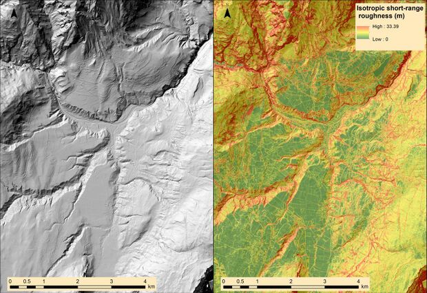 Short-range surface roughness for an alpine area
