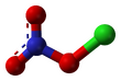 Ball and stick model of chlorine nitrate