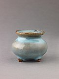 Jun ware miniature incense burner with blue glaze, Song–Yuan dynasty (12th–14th century). Metropolitan Museum of Art.