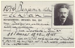 Walter Benjamin's membership card for the Bibliothèque nationale de France (1940).