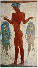 Fisherman working naked, Greece 1600–1500 BCE