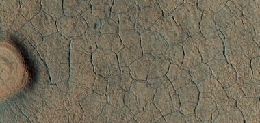 Close, color view of polygonal ground, as seen by HiRISE under HiWish program