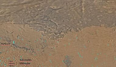 Map of Casius quadrangle with major features labeled
