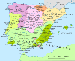 Political map of Iberia and part of North Africa