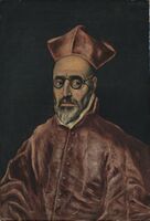 Portrait of Cardinal Fernando Niño de Guevara by El Greco, c. 1600, showing glasses with temples passing over and around the ears