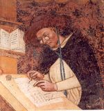 Detail of a portrait of the Dominican cardinal and renowned biblical scholar Hugh of Saint-Cher, painted by Tommaso da Modena in 1352