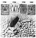 Drawings of one of the petroglyph steles in the Kivik King's Grave, Sweden, c. 1400 BC.[17][18]