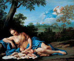 The Birth of Apollo and Diana, Marcantonio Franceschini, oil on canvas, ca 1692-1709, Liechtenstein Museum