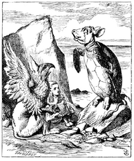 Children's book illustration with turtle figure standing on hind legs