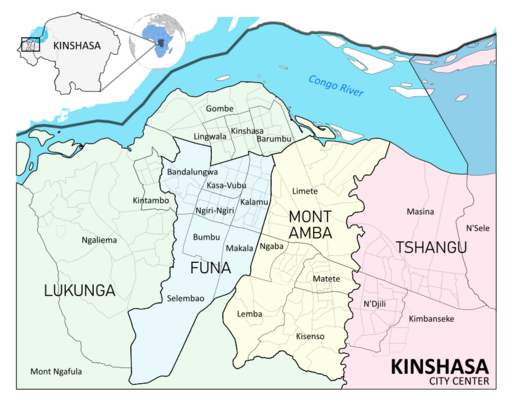 Kinshasa Districts Communes and Quarters (2021)