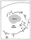 Detail map of Mare Imbrium's features. Plato is the feature marked "C".