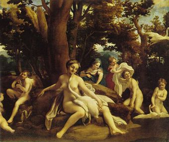 Photo of a painting with women.