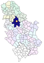 Location of Belgrade within Serbia