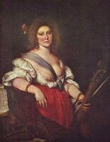 Gambenspielerin (The Viola da gamba Player), by Bernardo Strozzi, c. 1630–1640; portrait is of composer Barbara Strozzi (1619-1677) – Gemäldegalerie, Dresden.