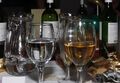 Wine glasses and other glass tableware