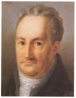 Pastel portrait of Johann Wolfgang von Goethe painted in 1811 by Louise Seidler, showing him facing forward in dark clothing and a white neckcloth.