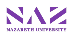 The letters N A Z in purple, stylized as disconnected, sharp-angled blocks of color