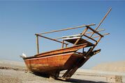 A dhow in the desert in Qatar