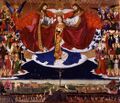 Enguerrand Quarton with Christ and God the Father as identical figures, and a dove, as specified by the cleric who commissioned the work