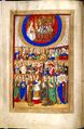 Page from an English Book of Hours (c. 1500), with three differentiated human figures for the Trinity