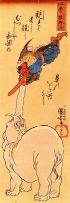 Elephant and a flying tengu.jpg