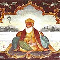 Fresco of Guru Nanak from above the entrance of the Baoli Sahib located in Goindwal.jpg