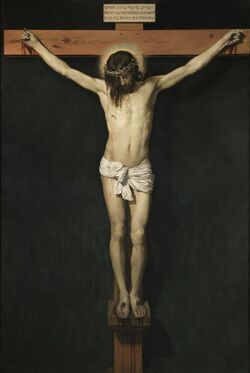 A depiction of Jesus on the cross.