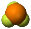 Space-filling model of phosphorus trifluoride