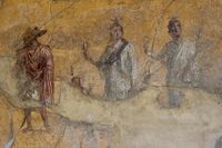 Anubis, Harpocrates, Isis and Serapis, fresco from Pompeii