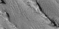 Yardangs, as seen by HiRISE under HiWish program Location is near Gordii Dorsum in the Amazonis quadrangle. Note: this is an enlargement of previous image.