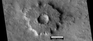 Pedestal crater, as seen by HiRISE under HiWish program. Top layer has protected the lower material from being eroded.