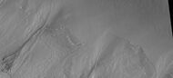 Close-up of gully aprons showing they are free of craters; hence very young. Location is Phaethontis quadrangle. Picture was taken by HiRISE under HiWish program.