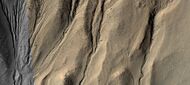 Close view of gully alcoves Picture is about 1 km across.