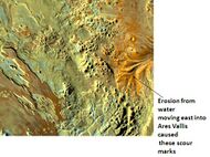 Erosion in Aram Chaos, as seen by THEMIS. Image in Oxia Palus quadrangle.