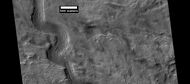 Channel on floor of Newton Crater, as seen by HiRISE under HiWish program.