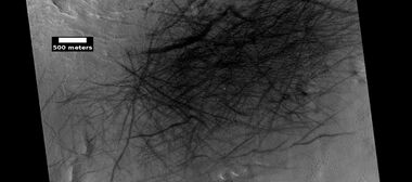 Dust devil tracks, as seen by HiRISE under HiWish program