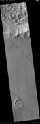 Wide view of streamlined shape and rafts of lava, as seen by HiRISE under HiWish program Location is Amazonis quadrangle.