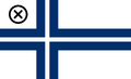 Finnish yacht club ensign. Ratified club emblem in the canton (1919)