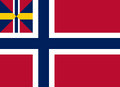 Merchant flag of Norway 1844–1898 with the union badge representing the union with Sweden.