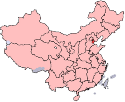 Location of Tianjin Municipality within China