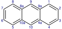 Skeletal formula and numbering system of anthracene