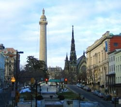 Washington Monument, in the Mt. Vernon neighborhood