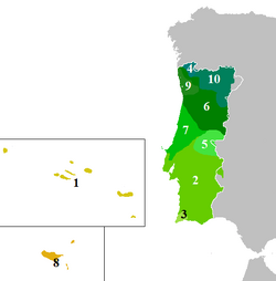 A map of dialects in Portugal.
