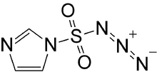 Space-filling model of the imidazole-1-sulfonyl azide molecule