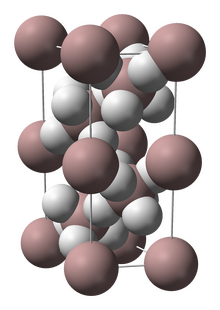 Unit cell spacefill model of aluminium hydride