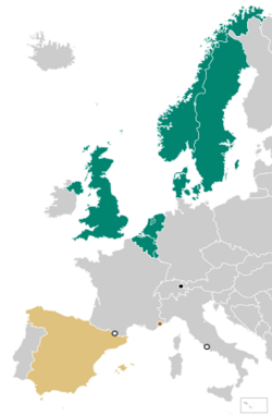 Political Map of Europe with Monarchical states colour-coded