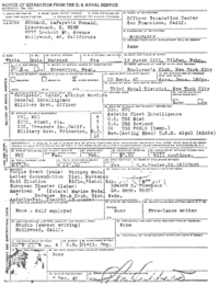 Scanned image containing "NOTICE OF SEPARATION FROM THE U.S. NAVAL SERVICE", "HUBBARD, LaFayette Ronald", and a naval service record