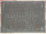 Mullard Radio Astronomy Observatory plaque