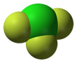 Spacefill model of chlorine trifluoride